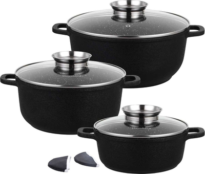 Set tenxheresh Klausberg KB-7359, 8 copë, veshje granit, gri