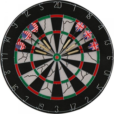 Set dart Deluxe, tabelë 45 cm me dy anë, 6 shigjeta, i zi