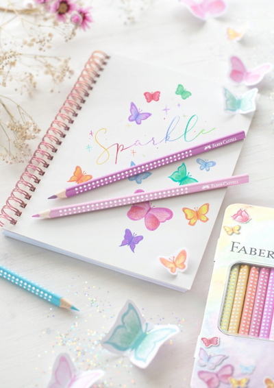 Сет боички Faber-Castell Sparkle Pastel, 12 парчиња, акварел, метална кутија