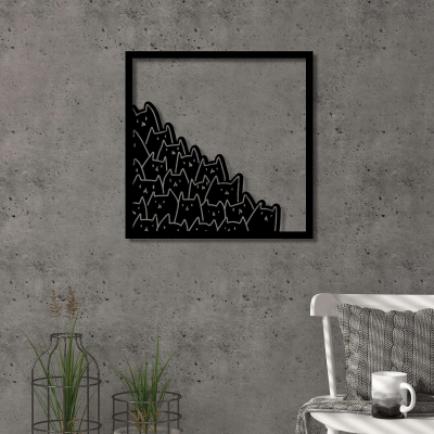 Dekor metalik Decortie Meow, 49 x 49cm, i zi
