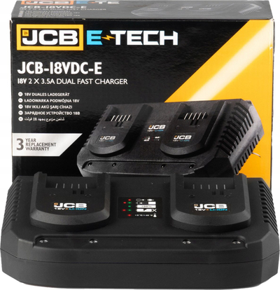 Karikues i dyfishtë JCB 57229, 18 V, 200 W, i zi