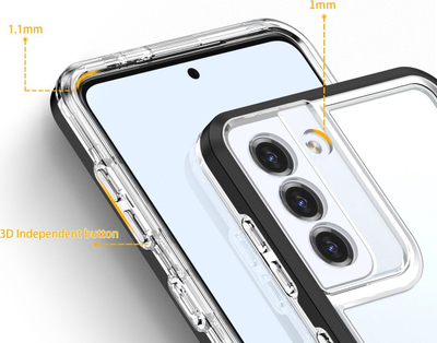 Këllëf telefoni Armor për Samsung Galaxy S23+, 3n1, i tejdukshëm, me kornizë të zezë
