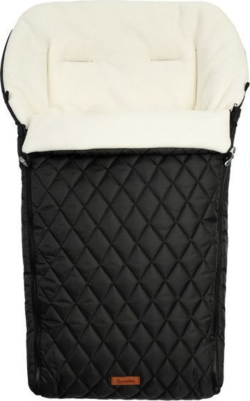Qese gjumi për karrocë Sensillo Quilted Fleece, e papërshkueshme nga uji, me fleece të butë, e zezë