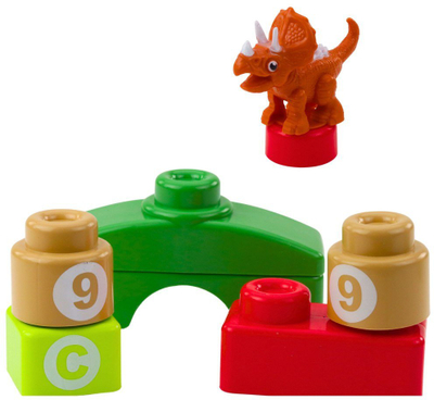 Lodër blloqe ndërtimi edukative me dinosaurë, 26 pjesë, me çantë shpine