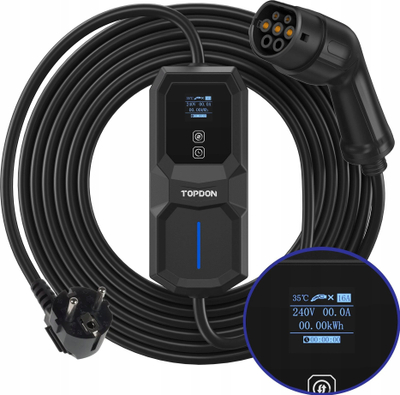 Karikues portativ TOPDON PulseQ AC, Type 2, 3.7kW, ngjyrë e zezë