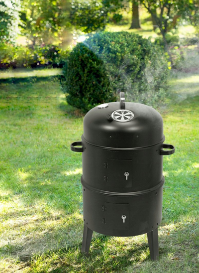 Tymosës grill me qymyr Lund, 37cm, termometër, i zi