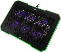 Pad ftohës për laptop HISMART DCX-A16, 6 ventilatorë RGB, 9-17", i zi