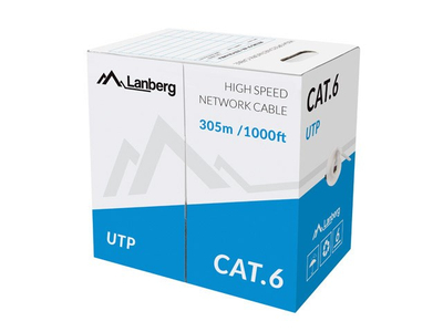 Kabllo rrjeti Lanberg Cat.6 UTP, 305m, gri