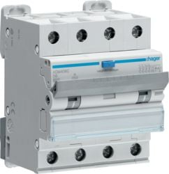 Диференцијален прекинувач Hager ADM406C, 4P, 6A 30mA, тип B, бел