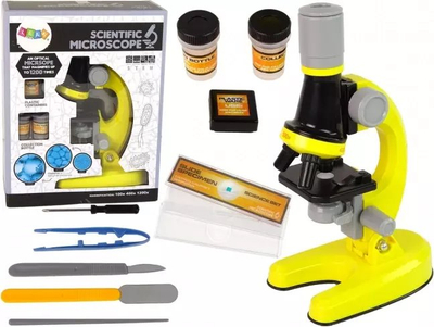 Mikroskop edukativ INNE Scientific Microscope, set për fëmijë, zmadhim deri 1200x, i verdhë
