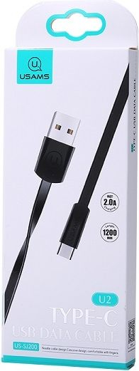 Kabllo USB USAMS, USB-A - USB-C, 1.2 m, e zezë