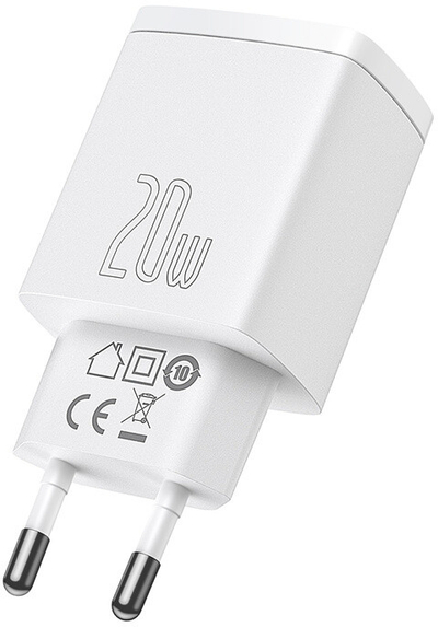 Karikues Baseus, USB-C, USB-A, 20W, i bardhë