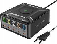 Prizë inteligjente BlitzWolf BW-S28, 260W, 2xUSB-A 3xUSB-C, e zezë