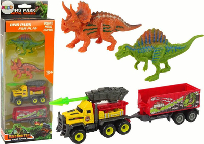 Set lodrash dinosaurë me makinë rakete dhe gjysmërimorkio, 2 copë, shumëngjyrësh