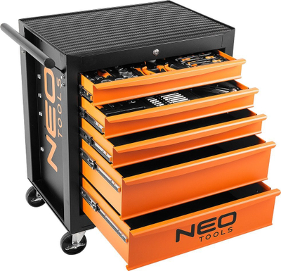 Karrocë veglash NEO TOOLS 84-214-6, 5 sirtarë, 117 vegla, e zezë