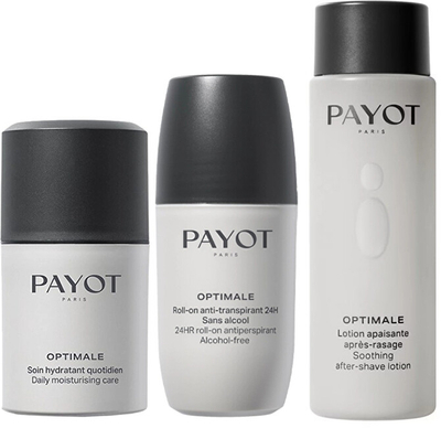 Set për meshkuj Payot Optimale, krem dite për fytyrë 50 ml + antiperspirant roll-on 75 ml + losion pas rrojës 100 ml