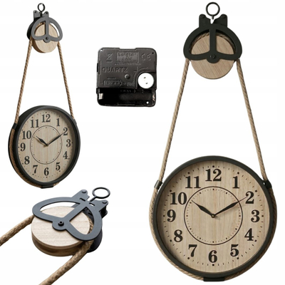 Orë murale Edaxo PALO, Ø27cm, litar jute, dru natyral