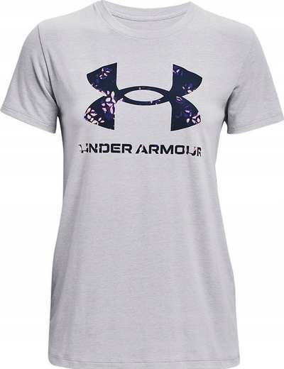 Bluzë sportive Under Armour Sportstyle Graphic, për goca, me mëngë të shkurtra, gri e hapur