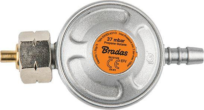 Rregullator gazi BRADAS 37mbar 1.5kg/orë me valvul sigurie edhe matës presioni (RG A310IE-M)