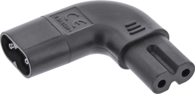 Adapter energjie INLINE IEC 60320 C8 në C7, me kënd 90°, 250V 2.5A, i zi