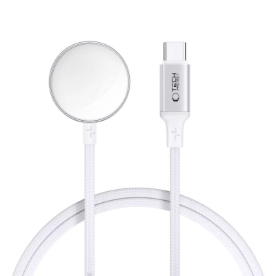 Kabllo karikimi magnetike Tech-Protect UltraBoost MC02 për Apple Watch, USB-C, 100 cm, e bardhë