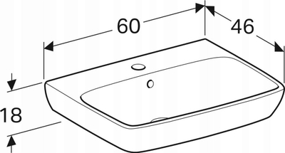 Lavabo murale Geberit Selnova, 60x46 cm, qeramike, e bardhë
