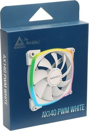 Ventilator kase Montech AX140 PWM, 140mm, ARGB, i bardhë