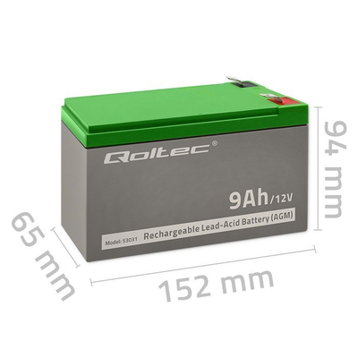 UPS Qoltec 53031, 12V 9Ah, plastik, i zi