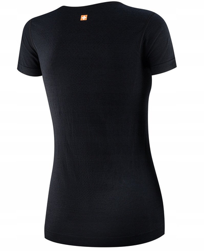 Bluzë me mëngë të shkurtra Brubeck Outdoor Wool Pro, lesh merino, për femra, e zezë