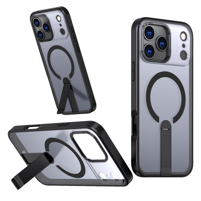 Mbrojtëse telefoni Hurtel Hybrid Armor X për iPhone 17 Pro Max, me këmbëz, MagSafe, e zezë