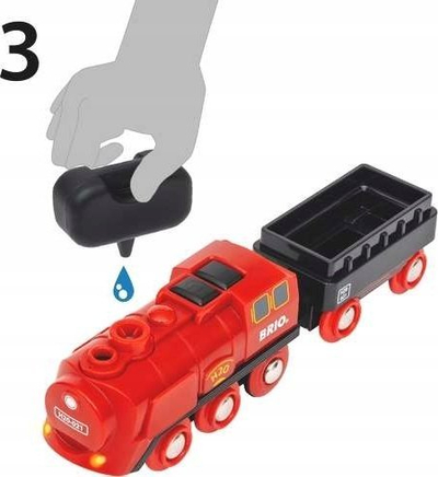 Set tren lodër Brio Steam Train 36017, me avull, me motor me bateri, shumëngjyrësh