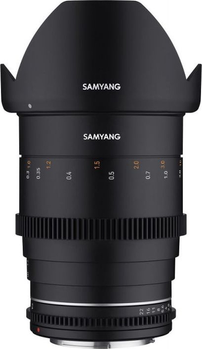 Objektiv Samyang 35mm T1.5 VDSLR MK2 për Canon EF, për video, i zi