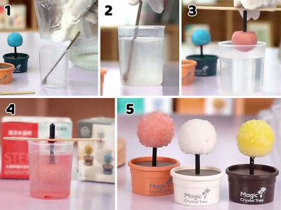 Set eksperimental për rritje kristalesh Crystal Growing Tree of Happiness, lodër edukative për fëmijë, dekor pemë