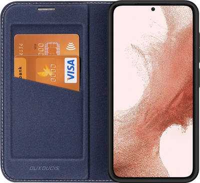 Këllëf telefoni Dux Ducis Skin X2 për Samsung Galaxy S23 Plus, me kapak, me xhep kartash, blu