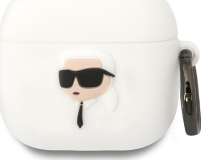 Mbulesë Karl Lagerfeld për Apple AirPods 4 KLA4RUNIKH, silikon 3D, e bardhë
