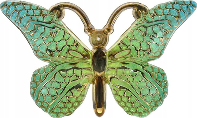 Dekorime vetëngjitëse Titanum Butterflies, plastikë, set 4 copë, jeshile me ari