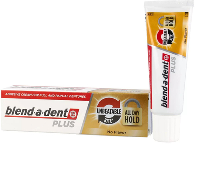 Krem ngjitës për proteza Blend-a-dent Plus, për proteza të plota edhe të pjesshme, 40 ml