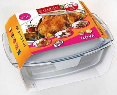 Enë pjekjeje qelqi borosilikat Smooth Rect, 5.5L, 22x34 cm, transparente