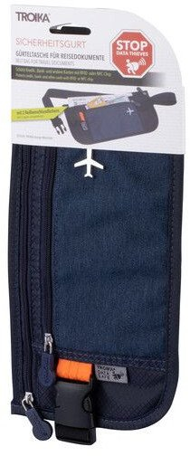 Çantë beli Troika SAFETY BELT, mbrojtje RFID NFC, poliester, blu e errët