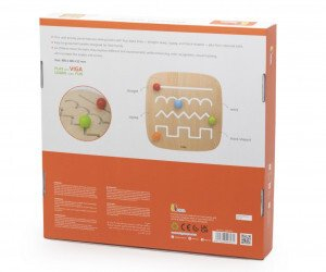 Lodër druri sensoriale VIGA Maze, tabelë manipulimi, 40 cm, shumëngjyrëshe