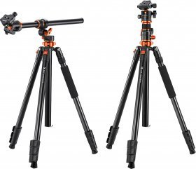 Tripod alumini K&F Concept 90, 2.3m, kolonë horizontale, monopod që kthehet
