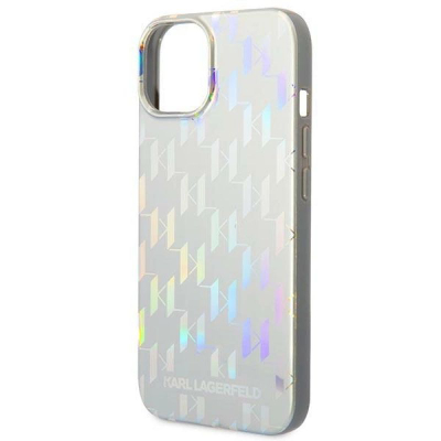 Futrollë telefoni Karl Lagerfeld për iPhone 14 6.1", me logo, ngjyrë argjendtë