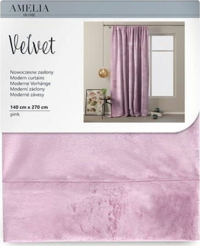 Perde AmeliaHome Velvet, 140x270cm, rozë