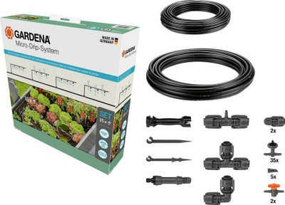 Set ujitjeje Gardena Start Set for Raised Beds, për 35 bimë, sistem me pika