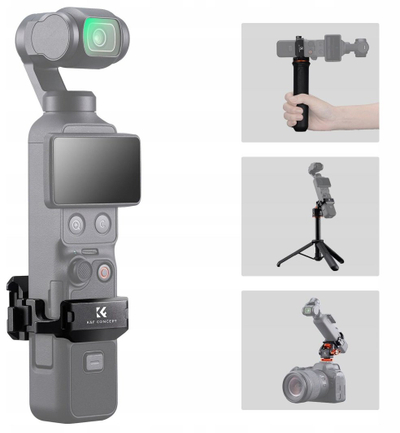 Mbajtëse kamerë K&F Concept KF20.0023, për DJI Osmo Pocket 3/4, fije 1/4", GoPro mount, e zezë