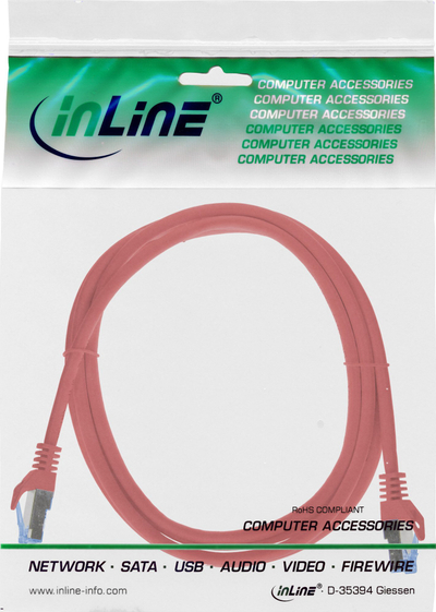 Kabllo rrjeti InLine Patch, Cat.6A S FTP, 0.3m, CCA, e kuqe