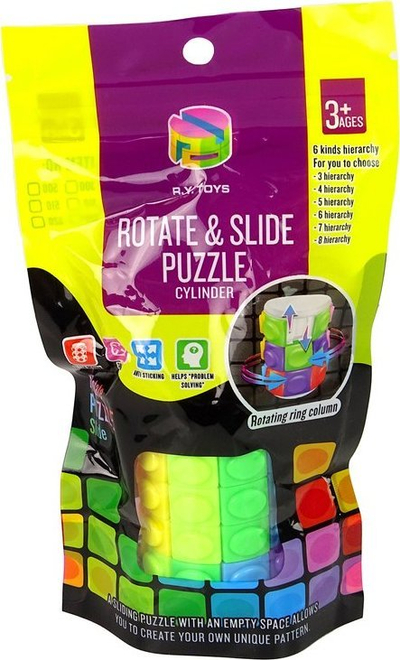 Lodër logjike rrotulluese në formë cilindri, puzzle me ngjyra, 6.5 x 5 x 5 cm