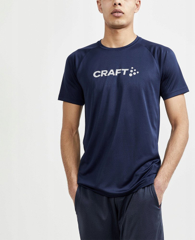 Bluzë sportive Craft Core Unify Logo Tee M, 100% poliester, thahet shpejt, e zezë