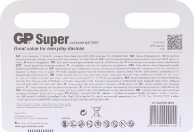 Bateri GP Super Alkaline AA, 1.5V, pako me 8 copë