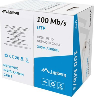 Kabllo interneti instaluese UTP Lanberg, cat.5e, 305m, e hirtë